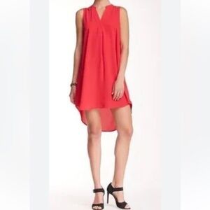 LUSH Red Hi Low Tunic dress sleeveless lightweight Sz‎ L